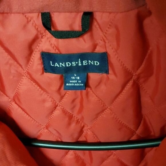 Lands' End Thermolite Hooded Long Sleeve Quilted Red Pocketed Winter Sz L Jacket - Picture 3 of 11